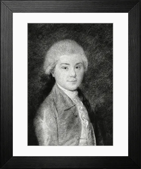 Framed Print : John Quincy Adams at 16 years old, in 1783. The engraving is based on a pastel portrait by Izaak Schmidt. J.Q. Adams spent the years between 1778 and 1784 in Europe