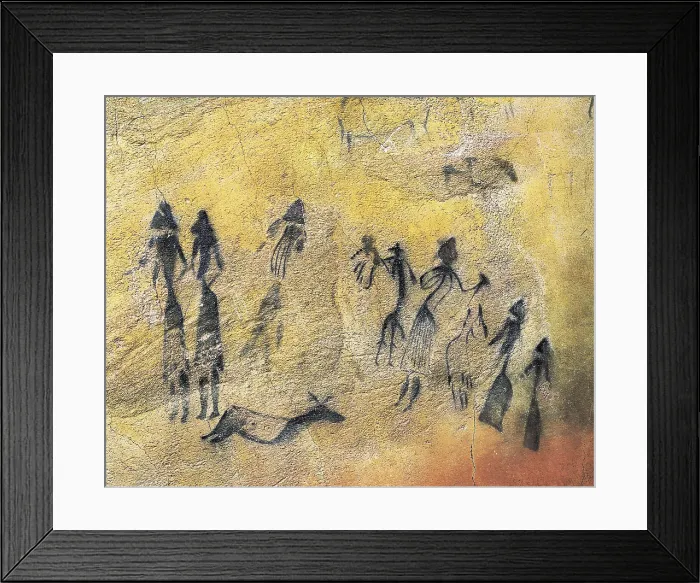 Framed Print : Phallic dance. Mesolithic art. Cave. SPAIN. Barcelona. Archaeology Museum of Catalonia. Proc: SPAIN. El Cogul. Cova dels Moros. AISA / Everett Collection**US SALES ONLY**