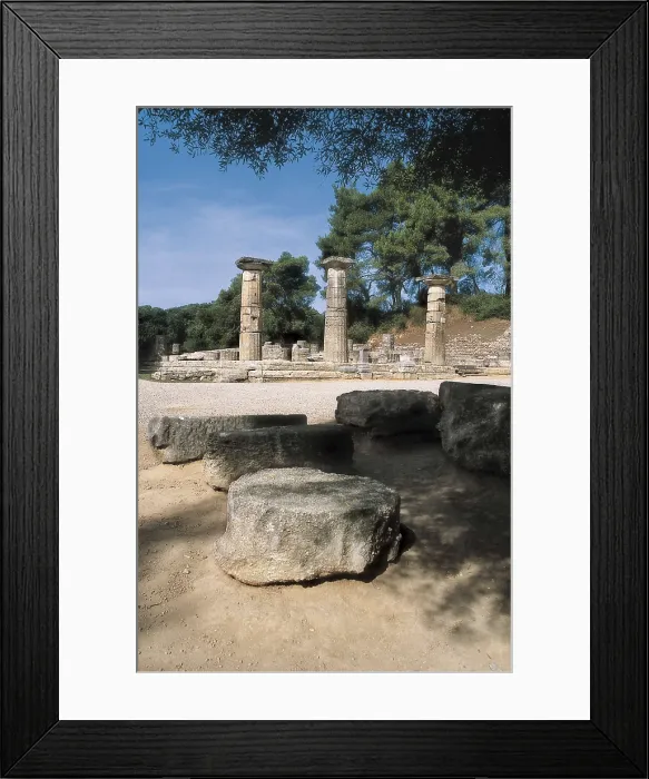 Framed Print : GREECE. WESTERN GREECE. ELIS. Olympia. Temple of Hera (7th c. BC), the most ancient temple of Olimpia. Archaic Greek art. Architecture. AISA / Everett Collection**US SALES ONLY** Framed Print : GREECE. WESTERN GREECE. ELIS. Olympia. Temple of Hera (7th c. BC), the most ancient temple of Olimpia. Archaic Greek art. Architecture. AISA / Everett Collection**US SALES ONLY**