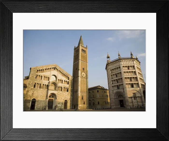 Framed Print : ITALY. Parma. Piazza del Duomo. Cathedral of Parma (1059-1117, left) and Baptistery (1196-1307). Romanesque art. Architecture. AISA / Everett Collection**US SALES ONLY**