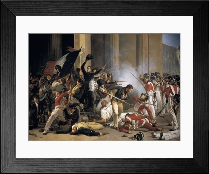 Framed Print : BEZARD, Jean Louis (1799-1860). The Storming of the Louvre. Scene of the July Revolution at the Louvre in Paris (1830). Oil on canvas. FRANCE. Paris