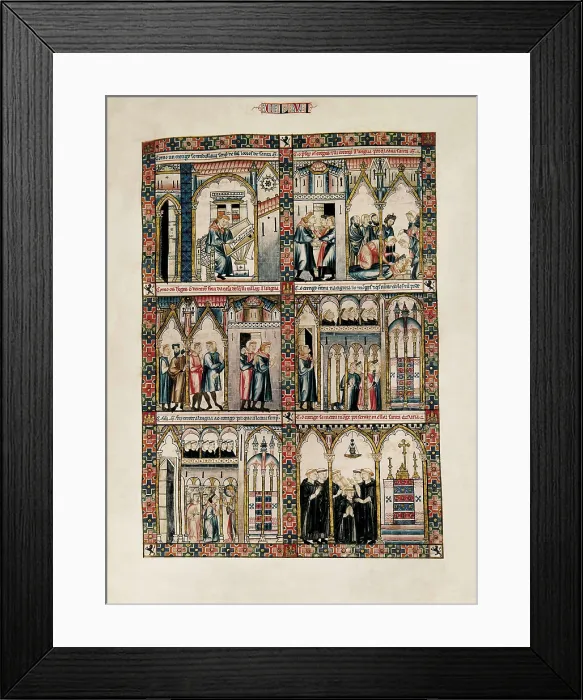 Framed Print : Cantigas de Santa Maria (Virgin Mary Songs). 13th c. Fol. 156. Gothic art. Miniature Painting. SPAIN. San Lorenzo de El Escorial. Royal Library of the Monastery of El Escorial
