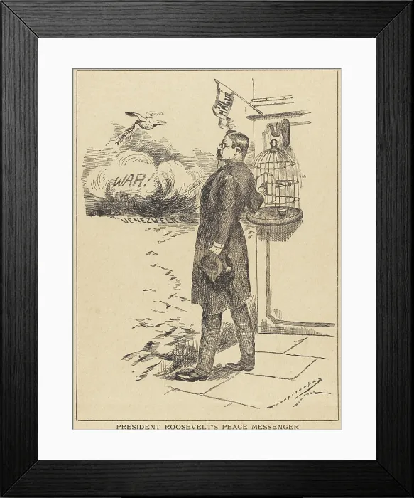 Framed Print : Cartoon about the Anglo-German naval blockade of Venezuela, in a 1902 debt collection action