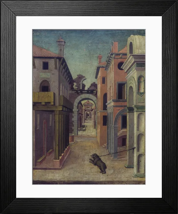 Framed Print : City View (Veduta di citt), by Girolamo Marchesi also known as Girolamo da Cotignola, 1520, 16th Century, tempera on board, 67 x 50 cm - Italy, Emilia Romagna, Ferrara