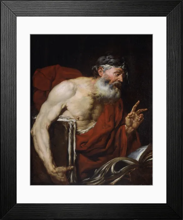 Framed Print : The philosopher (Il filosofo), by Giovanni Battista Langetti, second half of the 17th Century, oil on canvas, 99 x 81 cm - Private collection. Whole artwork view