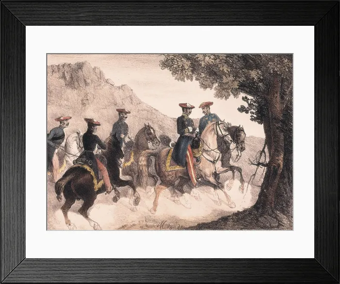 Framed Print : Spain. First Carlist War (1833-1840). Bruno de Villarreal and his staff by Manuel Miranda. Litography. SPAIN. Donostia. Military Historical Museum Framed Print : Spain. First Carlist War (1833-1840). Bruno de Villarreal and his staff by Manuel Miranda. Litography. SPAIN. Donostia. Military Historical Museum