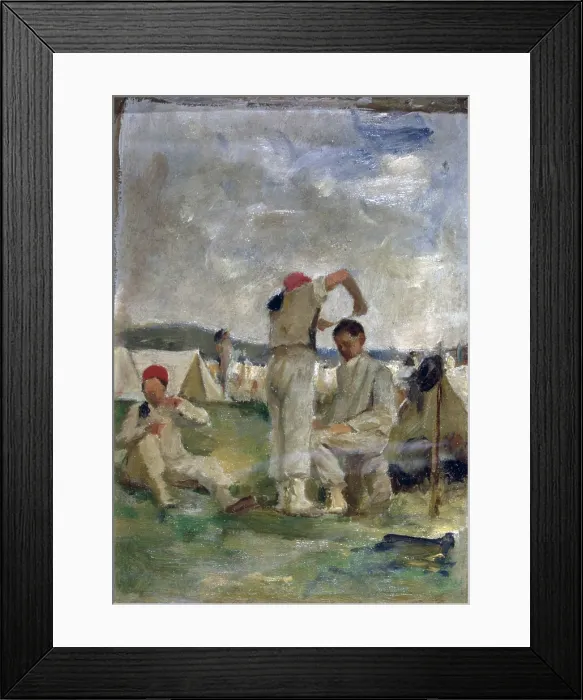 Framed Print : Soldiers at the Camp (Soldati al campo), by Demetrio Cosola, 1875 - 1881, 19th Century, oil on paper - Private collection. Whole artwork view
