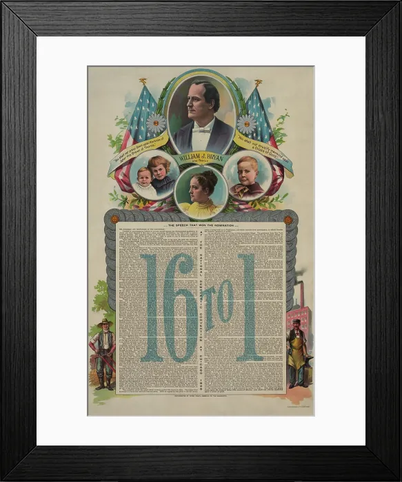 Framed Print : Text of William Jennings Bryans Cross of Gold speech from the 1896 Democratic Convention