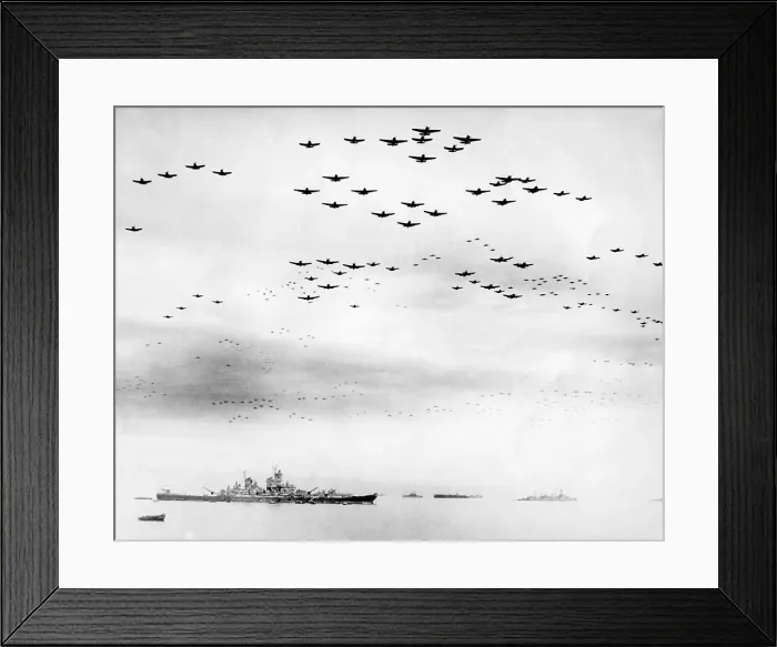 Framed Print : American fighter fly in formation over the USS MISSOURI during surrender ceremonies. Tokyo Bay, Japan. Sept. 2, 1945. World War 2. (BSLOC_2014_10_261) Framed Print : American fighter fly in formation over the USS MISSOURI during surrender ceremonies. Tokyo Bay, Japan. Sept. 2, 1945. World War 2. (BSLOC_2014_10_261)