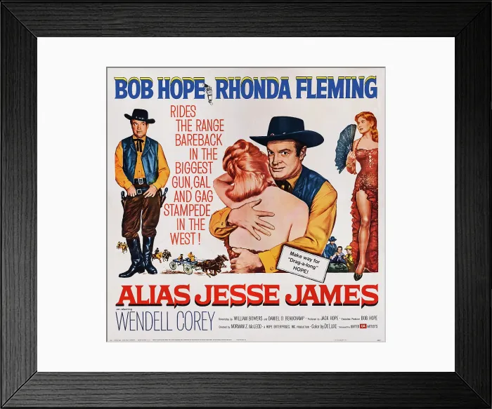 Framed Print : ALIAS JESSE JAMES, US poster art, Bob Hope, Rhonda Fleming, 1959 Framed Print : ALIAS JESSE JAMES, US poster art, Bob Hope, Rhonda Fleming, 1959