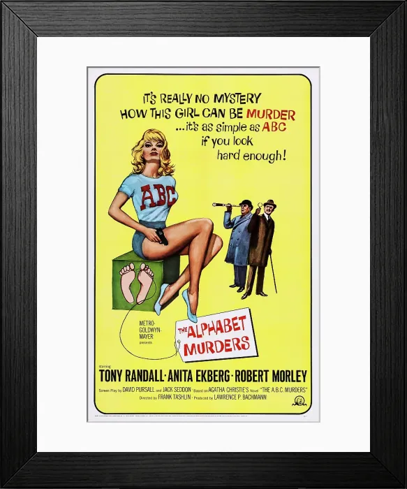 Framed Print : THE ALPHABET MURDERS, US poster art, from left: Anita Ekberg, Robert Morley, Tony Randall, 1965 Framed Print : THE ALPHABET MURDERS, US poster art, from left: Anita Ekberg, Robert Morley, Tony Randall, 1965