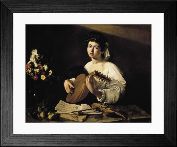 Framed Print : CARAVAGGIO, Michelangelo Merisi da (1573-1610). The Lute-Player. ca. 1595. Baroque art. Oil on canvas. RUSSIA. Saint Petersburg. State Hermitage Museum