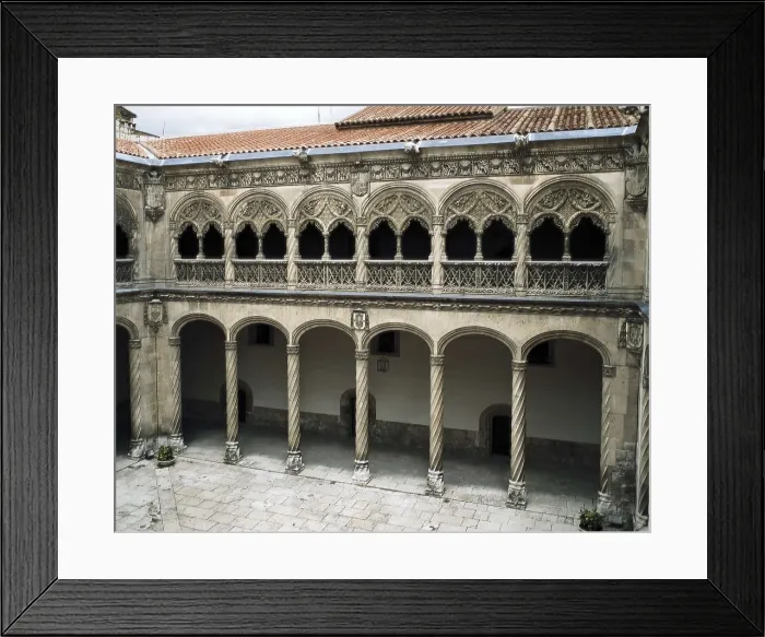 Framed Print : GUAS, Juan (1430-1496). San Gregorio College. Cloister. 1488-1496. SPAIN. Valladolid. Colegio de San Gregorio (College of St. Gregory). Renaissance art. Plateresque. Architecture
