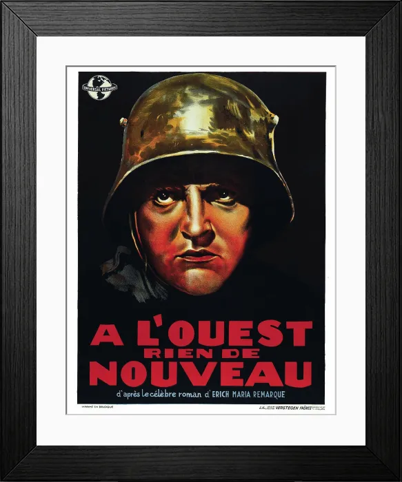 Framed Print : ALL QUIET ON THE WESTERN FRONT, (aka A L'OUEST RIEN DE NOUVEAU), Lew Ayres on Belgian poster art, 1930 Framed Print : ALL QUIET ON THE WESTERN FRONT, (aka A L'OUEST RIEN DE NOUVEAU), Lew Ayres on Belgian poster art, 1930