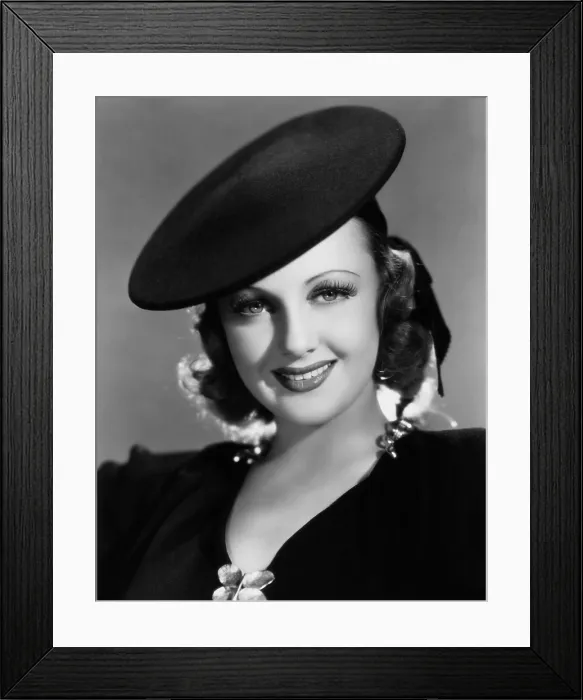 Framed Print : YOUTH TAKES A FLING, Virginia Grey, modeling a black felt pancake hat by Vera West, 1938