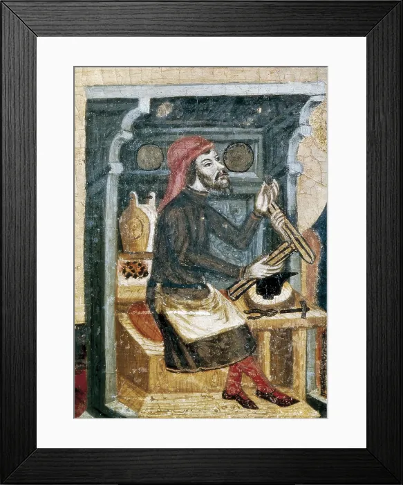 Framed Print : SANTA COLOMA DE QUERALT, Master of (14th century). Altarpiece of the Saints Johns. ca. 1356 - ca. 1366. Romanesque art. Tempera on wood. SPAIN. Barcelona