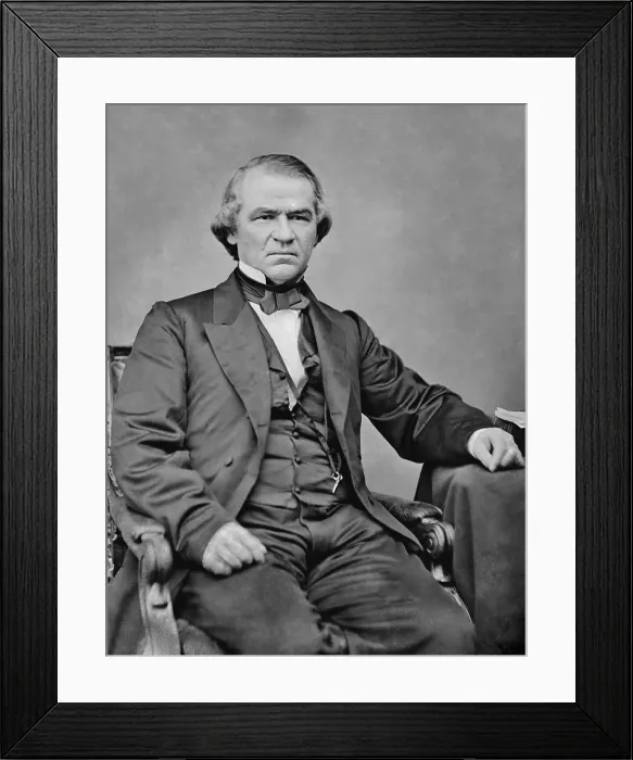 Framed Print : Andrew Johnson in portrait photo taken in the Matthew Brady studio in the 1860s (BSLOC_2019_5_96) Framed Print : Andrew Johnson in portrait photo taken in the Matthew Brady studio in the 1860s (BSLOC_2019_5_96)