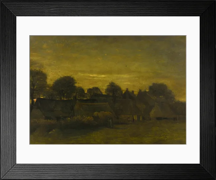 Framed Print : Peasant Village at Dusk, by Vincent van Gogh, 1884, Dutch painting, oil on canvas. Rural village evening light Framed Print : Peasant Village at Dusk, by Vincent van Gogh, 1884, Dutch painting, oil on canvas. Rural village evening light