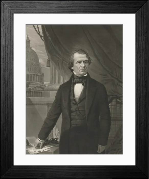 Framed Print : President Andrew Johnson in portrait engraving by William Sartain, 1865 (BSLOC_2019_5_100) Framed Print : President Andrew Johnson in portrait engraving by William Sartain, 1865 (BSLOC_2019_5_100)