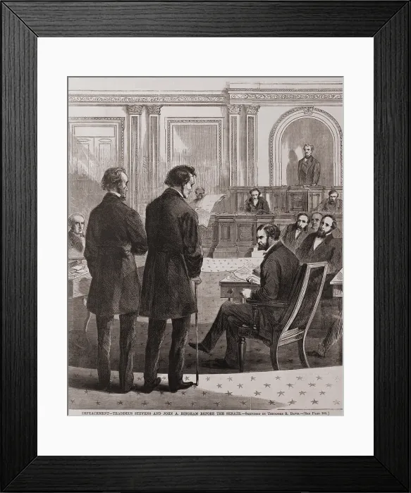 Framed Print : Thaddeus Stevens and John A. Bingham present the Articles of Impeachment of President Andrew Johnson to the Senate, March 4, 1868