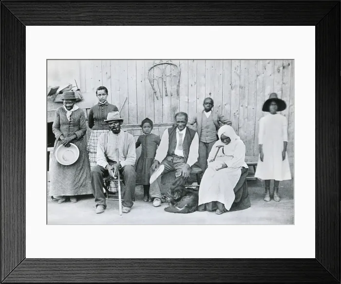 Framed Print : Harriet Tubman (far left), African American abolitionist with former slaves, in 1887