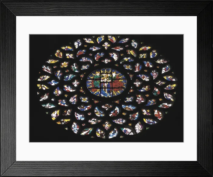 Framed Print : DESPUIG, Ramon (14th c.); MONTAGUT, Berenguer de (14th c.). Church of Santa Mara del Mar. SPAIN. Barcelona. Church of Santa Mara del Mar. Rose window of the faade. Gothic art