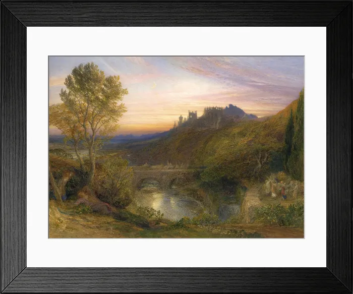 Framed Print : The Towered City (The Haunted Stream), by Samuel Palmer, c.1850-75. English watercolor painting