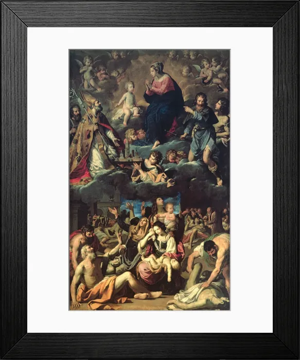 Framed Print : Madonna della Ghiara adored by St. Omobono, St. Geminianus, St. Rocco and St