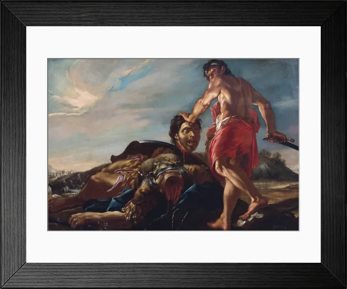 Framed Print : David Holding Goliah's Head (Davide con la testa di Golia), by Giovanni Lanfranco, 1616 - 1617, 17th Century, oil on canvas, 127, 5 x 152, 5 cm - Italy, Tuscany, Florence