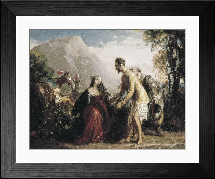 Framed Print : LESLIE, Charles Robert (1794-1859). Don Quixote and Dulcinea. 1st half 19th c. Oil on canvas. UNITED KINGDOM. London. Victoria and Albert Museum
