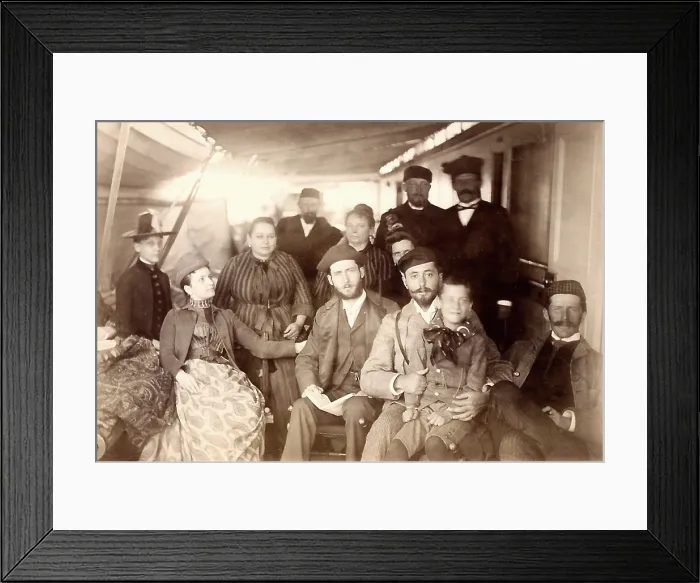 Framed Print : German immigrants to American crossing the Atlantic aboard the steamship Fulda, 1888. After arriving in the US by ship, they moved on to Saint Louis, Missouri (BSLOC_2019_9_208) Framed Print : German immigrants to American crossing the Atlantic aboard the steamship Fulda, 1888. After arriving in the US by ship, they moved on to Saint Louis, Missouri (BSLOC_2019_9_208)
