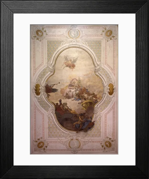 Framed Print : Glorification of the Grassi House, by Giovan Battista Canal, 18th Century, fresco - Italy, Veneto, Venice, Grassi Palace. Whole artwork view