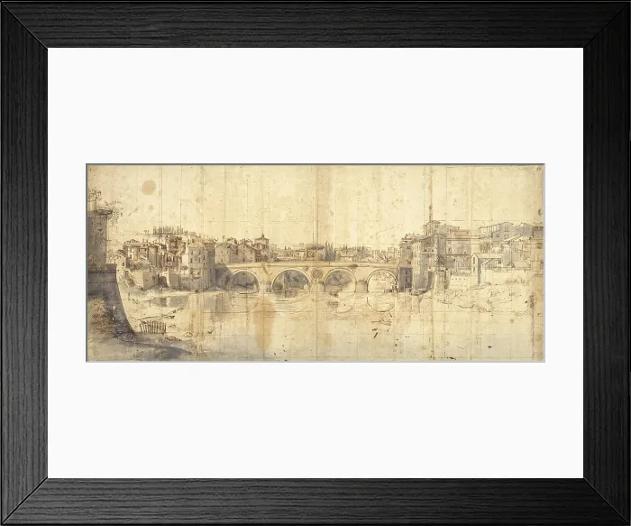 Framed Print : Sisto Bridge, by Gaspar Van Wittel also known as Gaspare Vanvitelli, 1690, 17th Century, pen, ink and colored watercolor on paper - Italy, Lazio, Rome, Central National Library Framed Print : Sisto Bridge, by Gaspar Van Wittel also known as Gaspare Vanvitelli, 1690, 17th Century, pen, ink and colored watercolor on paper - Italy, Lazio, Rome, Central National Library