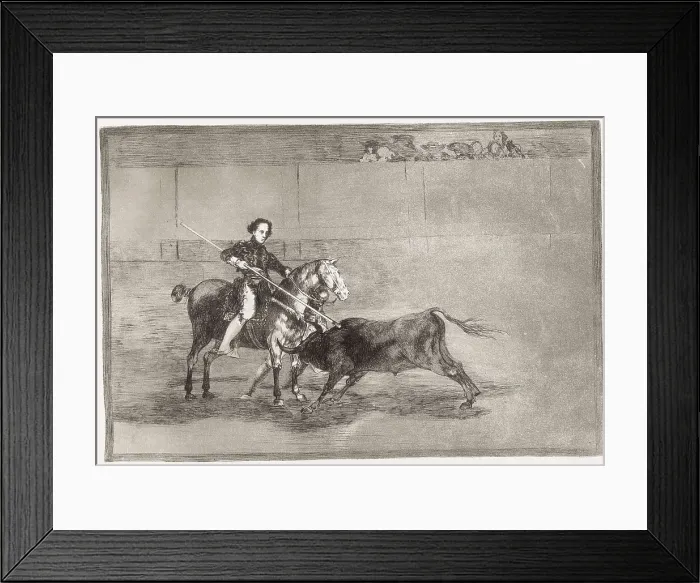 Framed Print : GOYA Y LUCIENTES, Francisco de (1746-1828). Manly courage of the celebrated Nicolasa Escamilla (La Pajuelera) in the ring at Saragossa. 1816