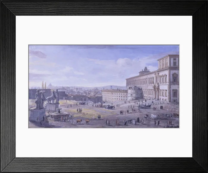 Framed Print : Square and Montecavallo Palace, by Gaspar Van Wittel also known as Gaspare Vanvitelli, 17th Century, oil on canvas - Private Collection. Whole artwork view Framed Print : Square and Montecavallo Palace, by Gaspar Van Wittel also known as Gaspare Vanvitelli, 17th Century, oil on canvas - Private Collection. Whole artwork view