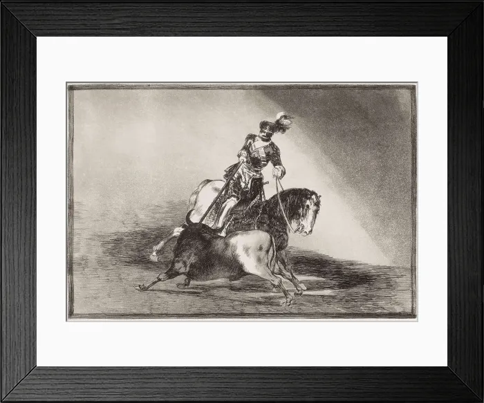 Framed Print : GOYA Y LUCIENTES, Francisco de (1746-1828). The way in which the ancient Spaniards hunted bulls on horse-back in the open country. 1816 Framed Print : GOYA Y LUCIENTES, Francisco de (1746-1828). The way in which the ancient Spaniards hunted bulls on horse-back in the open country. 1816
