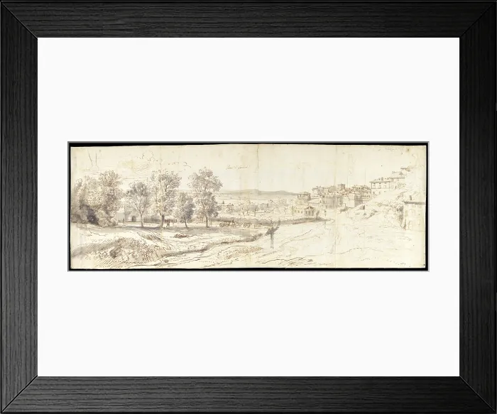Framed Print : Entrance to Frascati, by Gaspar Van Wittel also known as Gaspare Vanvitelli, 1685, - Italy, Lazio, Rome, Central National Library. Whole artwork view. View of Rome