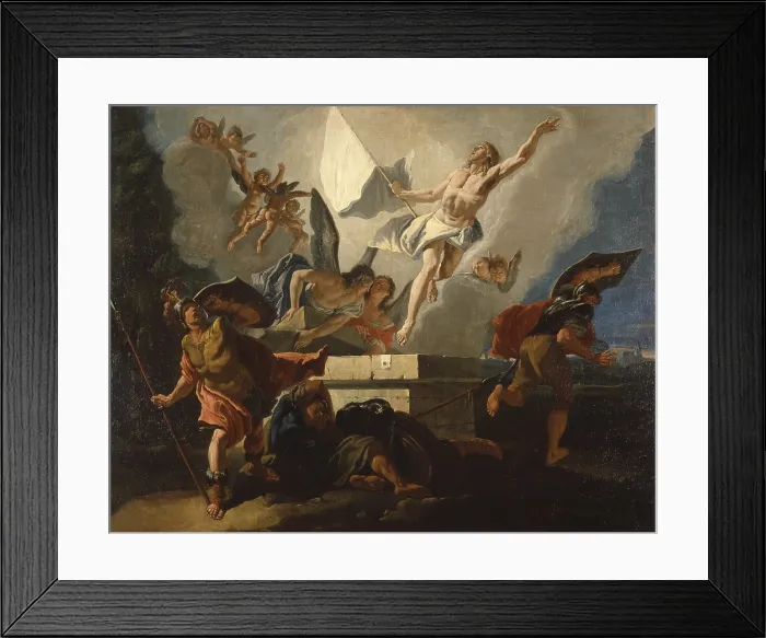 Framed Print : Resurrection of Christ, by Francesco Fontebasso, 18th Century, canvas - Italy, Trentino Alto Adige, Povo, Parrish Church of Saints Peter and Andrew. Whole artwork view