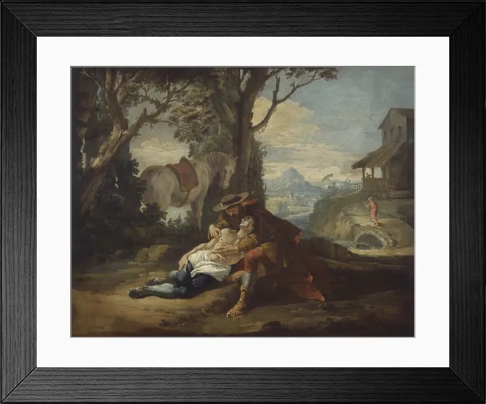 Framed Print : Story of the Good Samaritan, by Francesco Fontebasso, 18th Century, canvas - Italy, Trentino Alto Adige, Trento, Diocesan Museum of Trent. Whole artwork view Framed Print : Story of the Good Samaritan, by Francesco Fontebasso, 18th Century, canvas - Italy, Trentino Alto Adige, Trento, Diocesan Museum of Trent. Whole artwork view