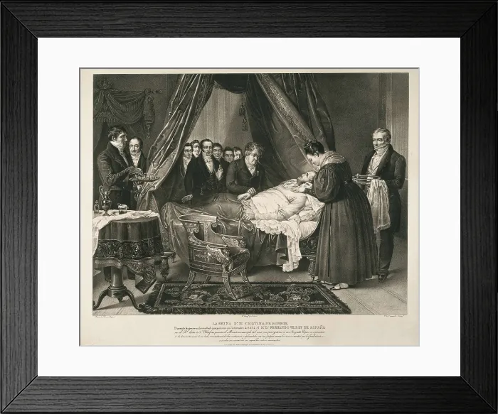 Framed Print : Spain (1832). The queen Mara Cristina taking care of Fernando VII during his illness. Litography. SPAIN. Madrid. Municipal Museum. AISA / Everett Collection**US SALES ONLY**