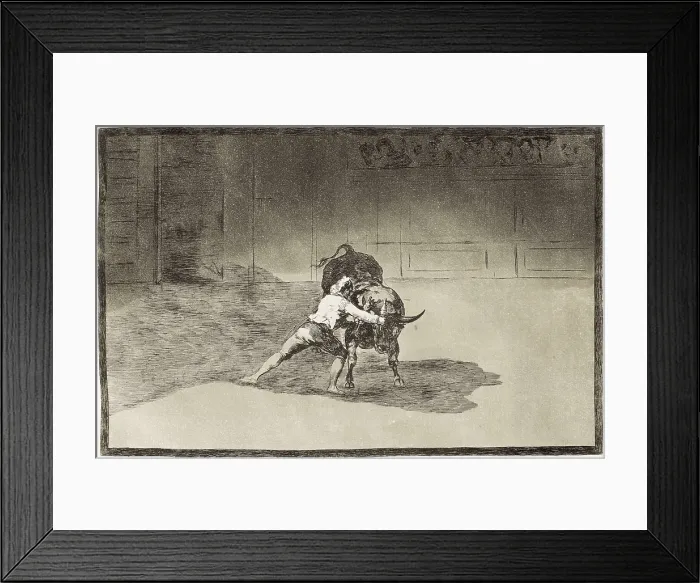 Framed Print : GOYA Y LUCIENTES, Francisco de (1746-1828). The famous Martincho (probably Antonio Ebassum) places the banderillas, playing the bull with the movement of his body. 1816