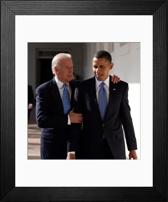 Framed Print : President Barack Obama walks with Vice President Joe Biden along the White House West Wing Colonnade, Feb. 3, 2010 (BSLOC_2020_4_12) Framed Print : President Barack Obama walks with Vice President Joe Biden along the White House West Wing Colonnade, Feb. 3, 2010 (BSLOC_2020_4_12)
