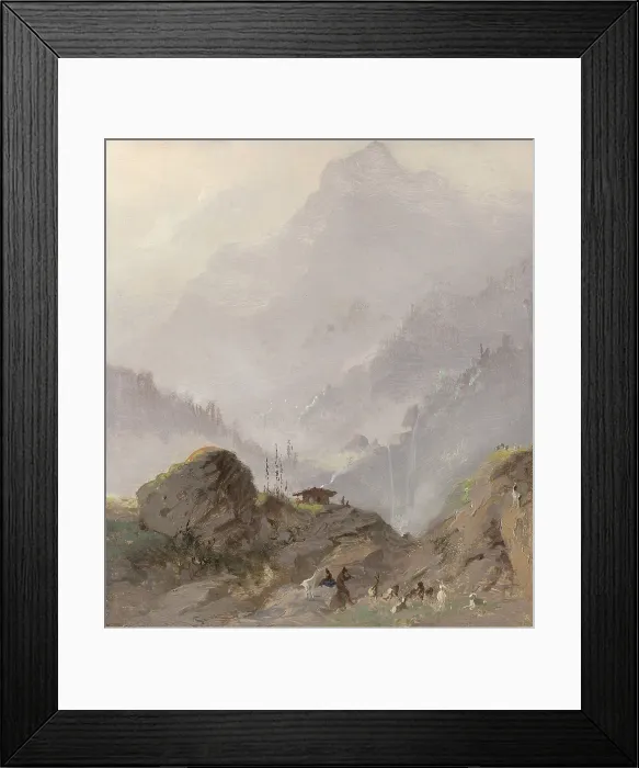 Framed Print : Mountain landscape in Tyrol with Chamois, by Johannes Tavenraat, 1850-81, Dutch painting, oil on panel. (BSLOC_2016_1_168) Framed Print : Mountain landscape in Tyrol with Chamois, by Johannes Tavenraat, 1850-81, Dutch painting, oil on panel. (BSLOC_2016_1_168)