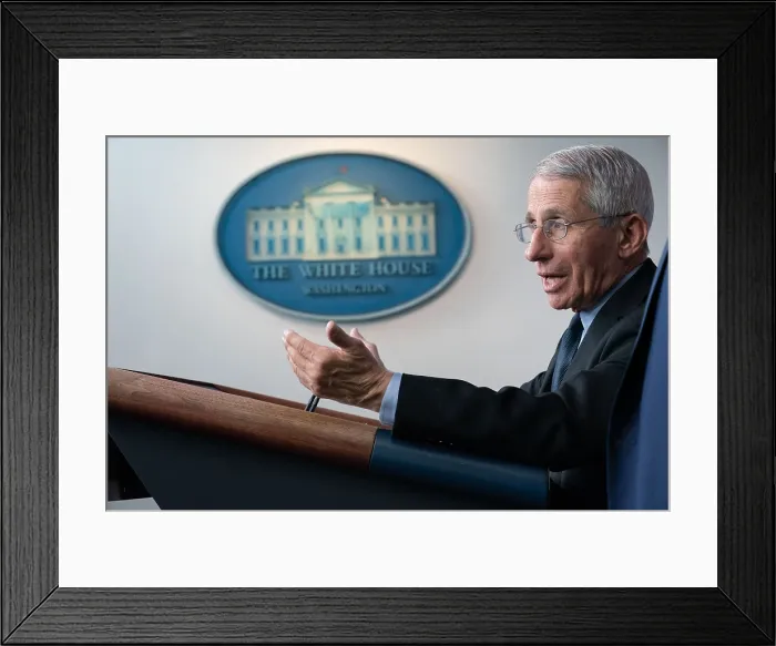 Framed Print : Dr. Anthony S. Fauci, director of the National Institute of Allergy and Infectious Diseases speaks at a coronavirus update briefing, March 16, 2020 (BSLOC_2020_3_3)