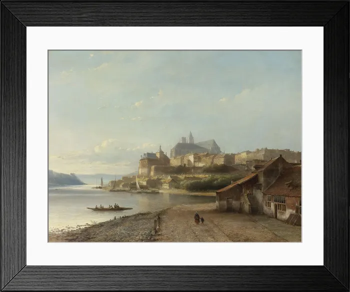 Framed Print : Rhine Fantasy, by Kasparus Karsen, 1840-70, Dutch painting, oil on panel. Luminous river landscape with picturesque town dominated by a gothic church. (BSLOC_2016_1_162) Framed Print : Rhine Fantasy, by Kasparus Karsen, 1840-70, Dutch painting, oil on panel. Luminous river landscape with picturesque town dominated by a gothic church. (BSLOC_2016_1_162)
