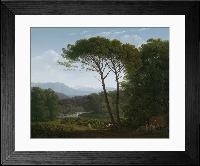 Framed Print : Italianate Landscape with Pines, by Hendrik Voogd, 1795 Dutch painting, oil on canvas