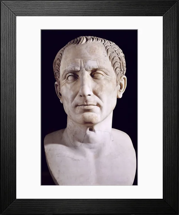 Framed Print : CAESAR, Gaius Julius (101-44 BC). Roman art. Sculpture on marble. ITALY. Naples. National Museum of Archaeology. AISA / Everett Collection**US SALES ONLY**