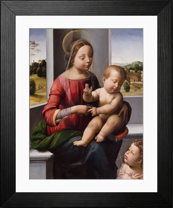 Framed Print : MADONNA AND CHILD WITH THE YOUNG ST. JOHN THE BAPTIST, by Fra Bartolomeo, 1497, Italian Renaissance oil painting