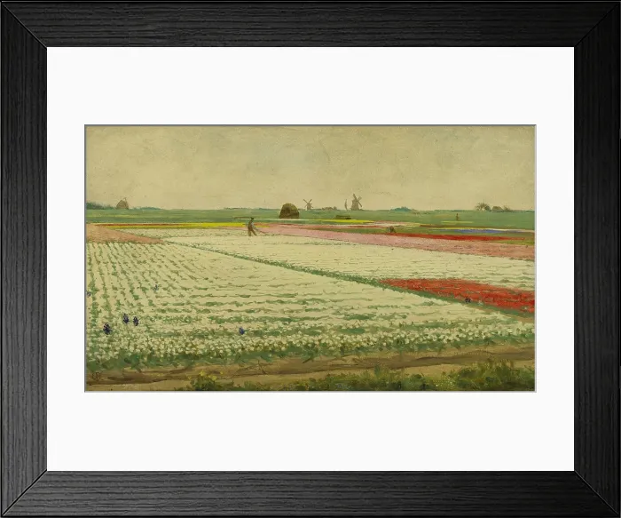 Framed Print : Tulpenvelden (Tulip Field), by Gerrit Willem Dijsselhof, c. 1890-1922, Dutch painting, oil on panel. View of flowering tulip fields with workers Framed Print : Tulpenvelden (Tulip Field), by Gerrit Willem Dijsselhof, c. 1890-1922, Dutch painting, oil on panel. View of flowering tulip fields with workers