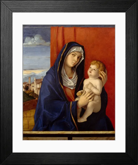 Framed Print : MADONNA AND CHILD, by Giovanni Bellini, 1480s, Italian Renaissance painting, oil on wood. This is painted with soft rounded forms, and diffuse light, both new effects at the time Framed Print : MADONNA AND CHILD, by Giovanni Bellini, 1480s, Italian Renaissance painting, oil on wood. This is painted with soft rounded forms, and diffuse light, both new effects at the time